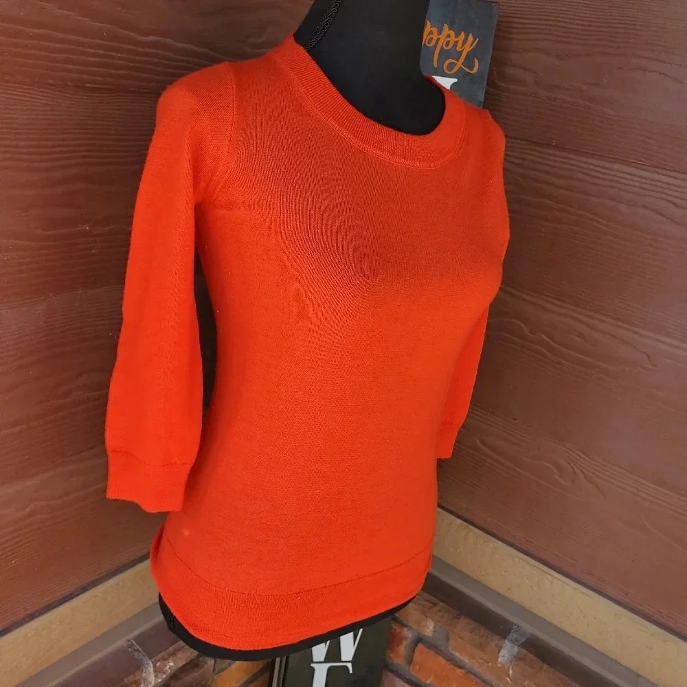 J.CREW Three-quarter Sleeve Everyday Merino Wool Crewneck Sweater Sz XS